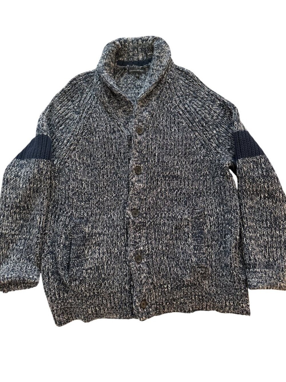 Banana Republic Mens Shawl Collar Button Front Cardigan Size XL Blue Gray Casual